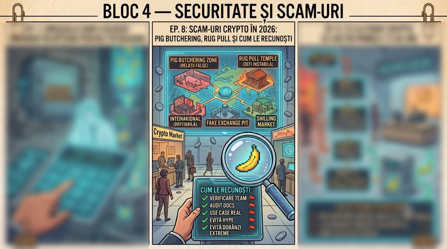 Scam-uri crypto în 2026: pig butchering, rug pull și cum le recunoști înainte să fie prea târziu