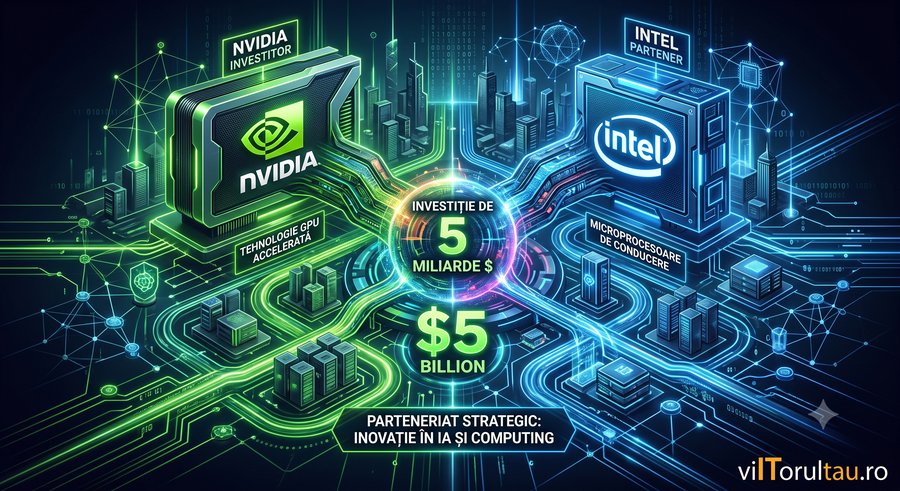 NVIDIA investește $5 miliarde în Intel: parteneriatul care poate rescrie regulile cipurilor AI